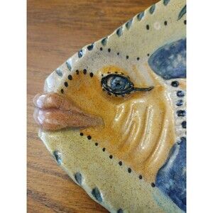 Artist Signed "FISHLIPS"  Ceramic Tray 12x8 In